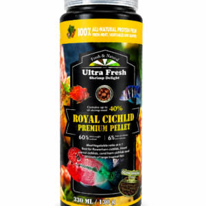 Ultra Fresh “Shrimp Delight” Royal Cichlid Premium Pellet fish food.