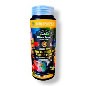 Ultra Fresh “Shrimp Delight” Royal Cichlid Premium Pellet fish food.